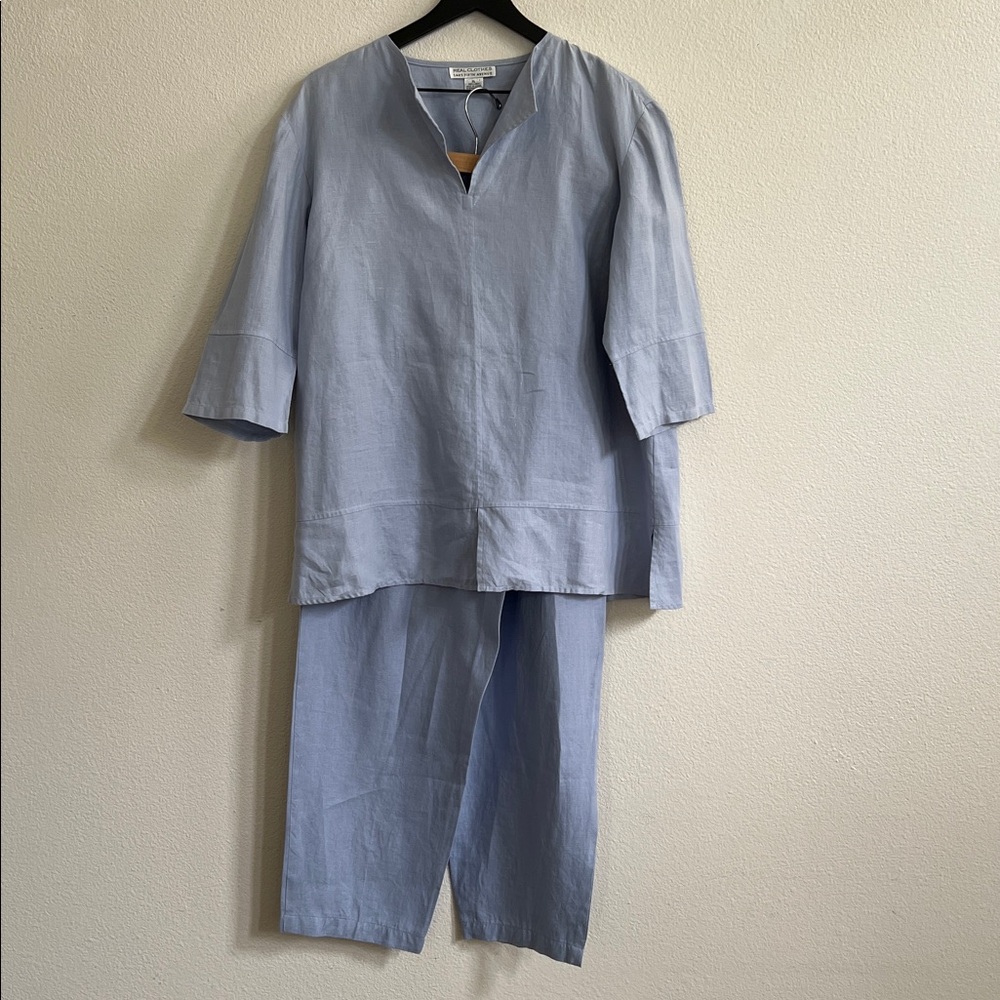 Real Clothes Saks Fifth Avenue Vintage Linen Tunic Top & Pull-On Pants Set XL